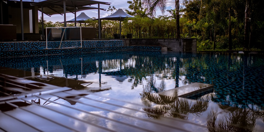 A picture of a beautiful pool in the resort.
