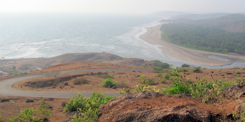 Panoramic view of Anjarle Beach, one of the beautiful beaches near Mahabaleshwar