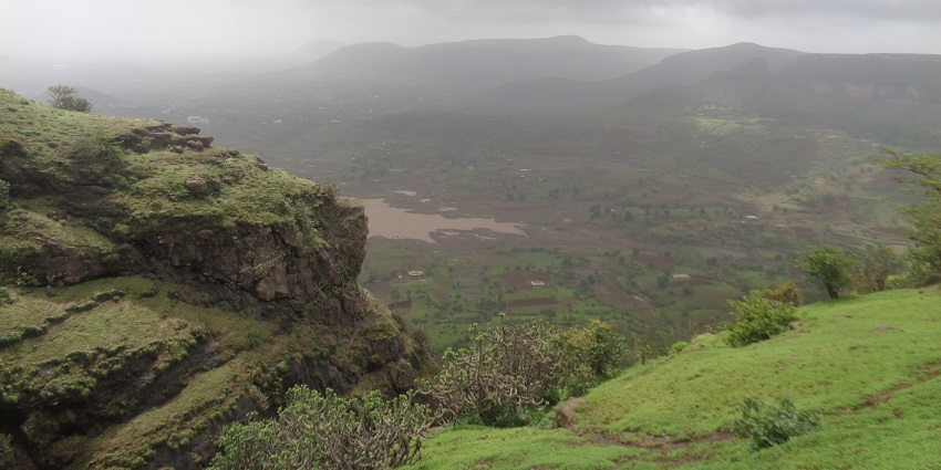 Anjneri Hill is a beautiful place to visit in Nashik in monsoon with greenery and waterfalls