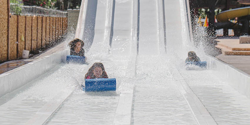 An image of Appu Ghar's colorful slides, a top attraction at a water park near Meerut.