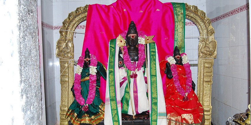 An image of Lord Murugan's idol in the ancient Arulmiga Uthukuli Murugan Temple.