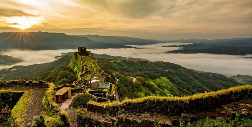 View of Asava Fort, the historic site with trekking routes and stunning views