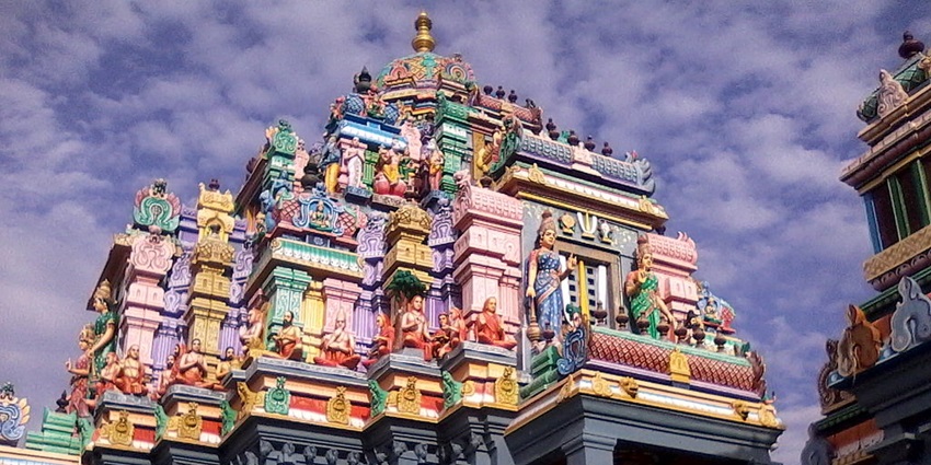 An impressive image of Ashtalakshmi Temple, one of the holy Vishnu temples in Chennai.