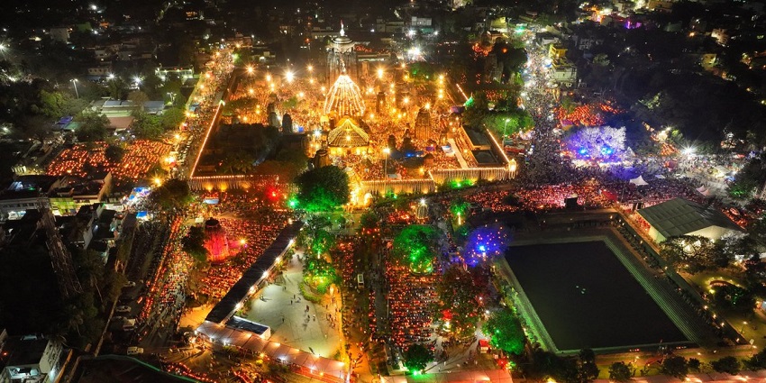 Aerial view of the festive celebrations at the Parshuram temple