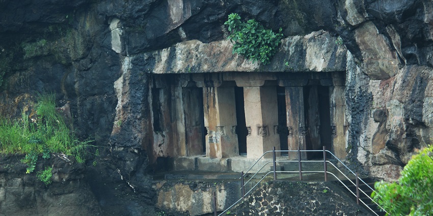 Aurangabad Caves entrance, part of the historical Ajanta and Ellora Caves, Maharashtra.