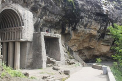 Stunning rock-cut sculptures at Aurangabad Caves, showcasing ancient craftsmanship.