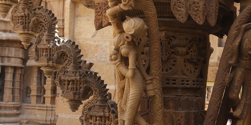 Image of an ancient Jain temple inside, giving historical significance