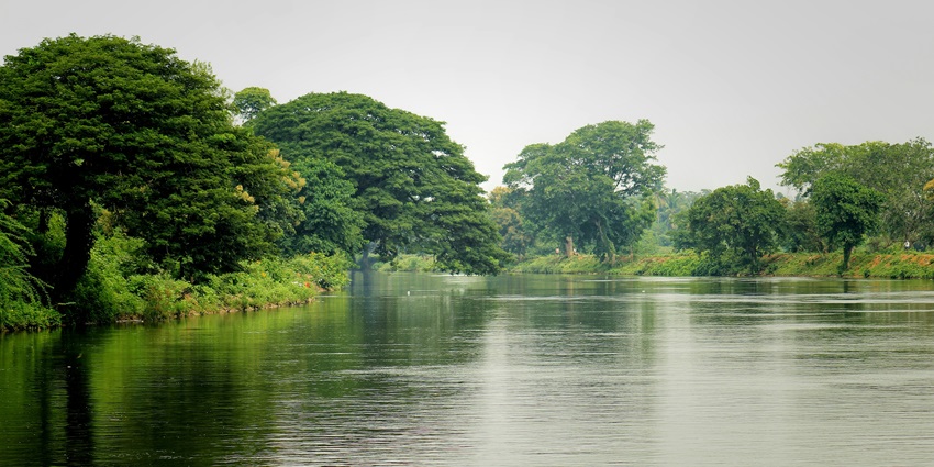 An idyllic view of the backwaters of Arikamedu, a top hotspot for kayaking in Pondicherry.