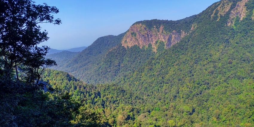 Barkana Falls view with lush valley, among scenic places to visit in Agumbe region.