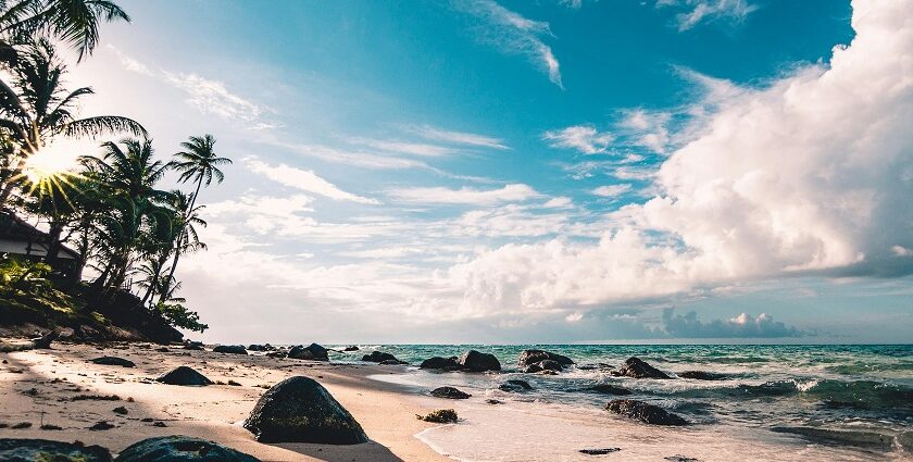 Majestic view of the Baina beach, one of the most popular beaches near vasco da gama