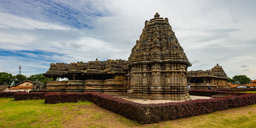 Ancient stone temple with intricate carvings