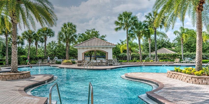 A fun poolside view at the waterpark offering an exciting and thrilling experience.