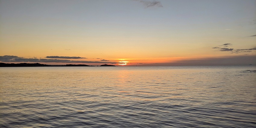 Amazing sunset views from a beach near Bhupar Waterfalls.