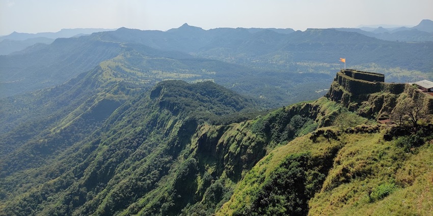 Panoramic view of the city and the green lush hills of the Deccan