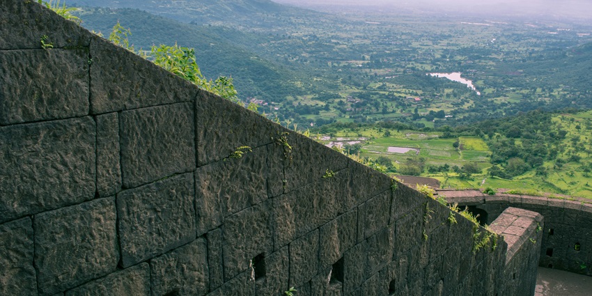 Breathtaking view from Ratangad Fort, showcasing majestic mountains and valleys