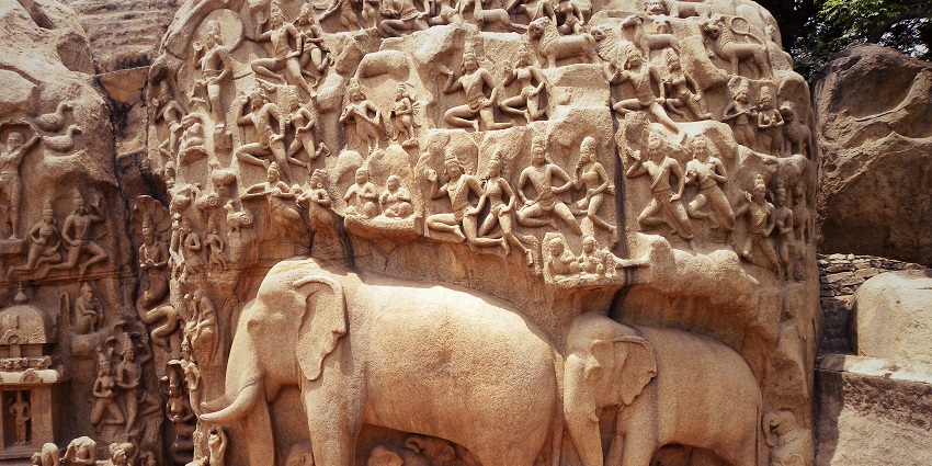Image of the intricate carvings on the temple building