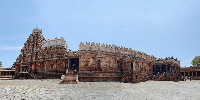 Beautiful view of Darasuram Temple during the day for travellers to visit and explore.