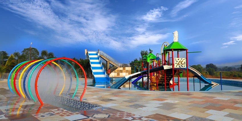 View of the vibrant rides inside the water park