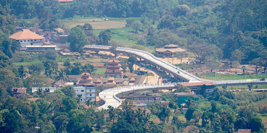 An aerial view of Bhagamandala near Virajpet for every traveller to visit and explore.