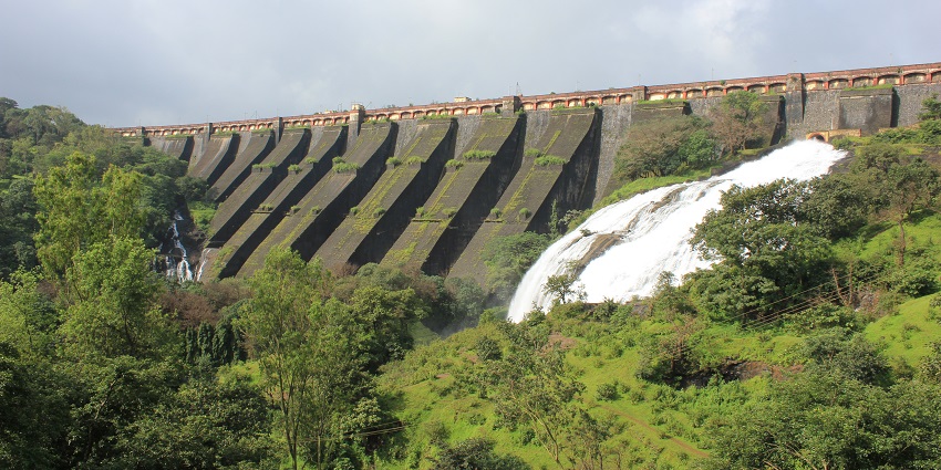 A view of the Wilson Dam or Bhandardara Dam in Ahmednagar District of Maharashtra.