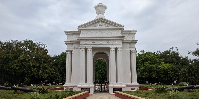 Bharathi Park features lush gardens and serene walking paths in Pondicherry.