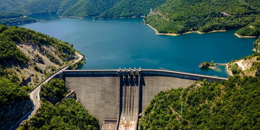 Aerial view of Vacha Reservoir, a notable water dam near Kondana Caves