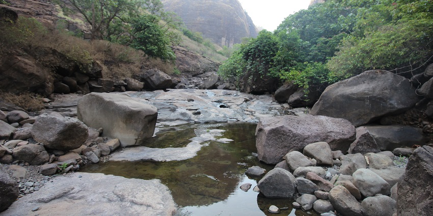 An image of the Kundalika River, a place near Irshalgad Fort in the Raigad district.