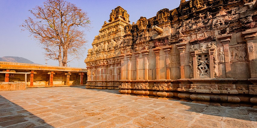 The Bhoga Nandeeshwara Temple with ancient architectural marvel dedicated to Lord Shiva is a scenic tourist attraction in Chikkaballapur