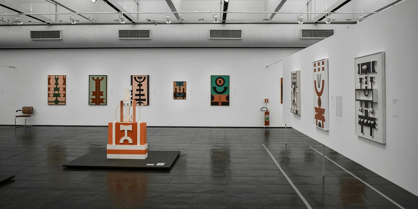 Interior view of a gallery offering visitors with variety of contemporary art