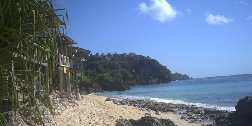A side view of the Bingin Beach which is near Padang Padang Beach