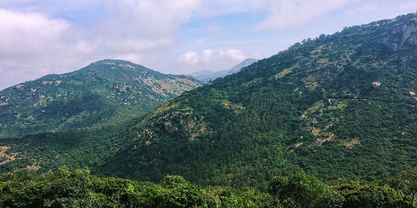 A picture of Brahmagiri which is a trekking destination with views of the Sahyadri Mountains.