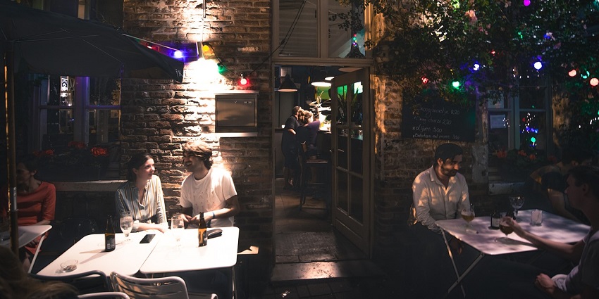 Bar outside By the Bay, a top party place in Hyderabad by night
