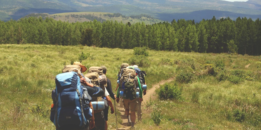 A glimpse of people trekking through the rugged terrains as a part of Camp Wild Dhauj.