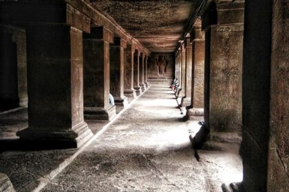 An inside view of a famous tourist attraction in Maharashtra exuding historical allure.