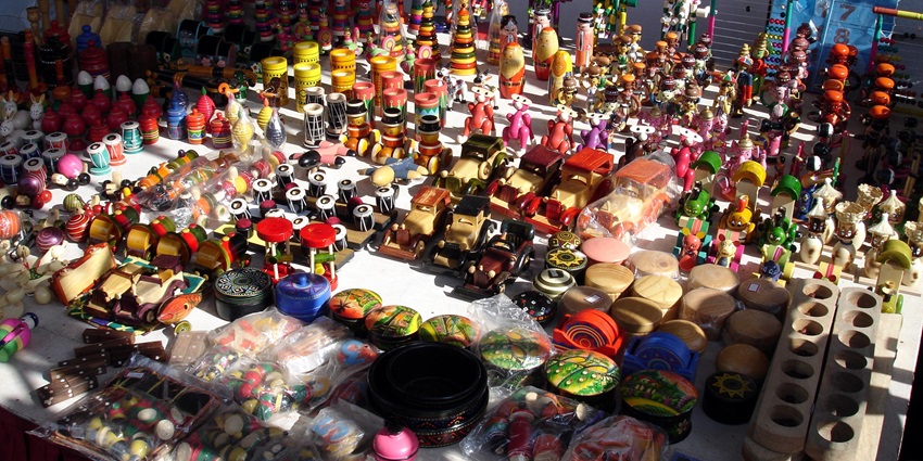 Display of the Channapatna famous handcrafted wooden toys