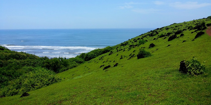 Scenic View from Chapora Fort, one of the ancient Goa forts attracting many visitors.