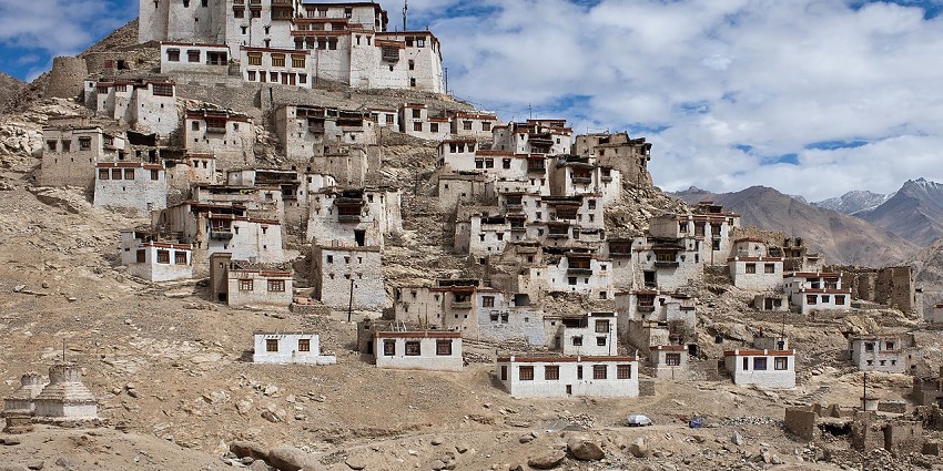 The stunning architecture of Chemrey Monastery - one of the famous monasteries in Ladakh.