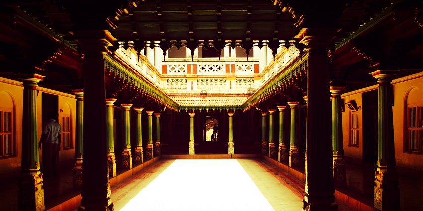 The picturesque interiors of Chettinad Palace that emits aesthetic vibes.