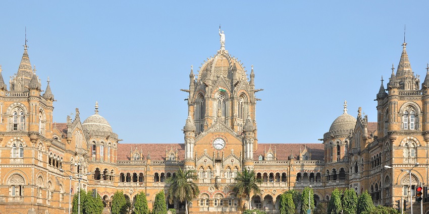 An image of Chhatrapati Shivaji Maharaj Terminus, a prominent tourist attraction near Marine Drive.
