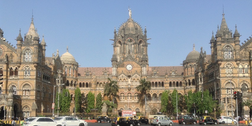 An image of the UNESCO site: Victorian Gothic railway station stunning in monsoon.
