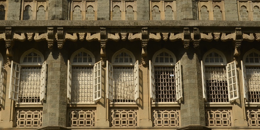 A blend of history and art in a modern art gallery in Mumbai.