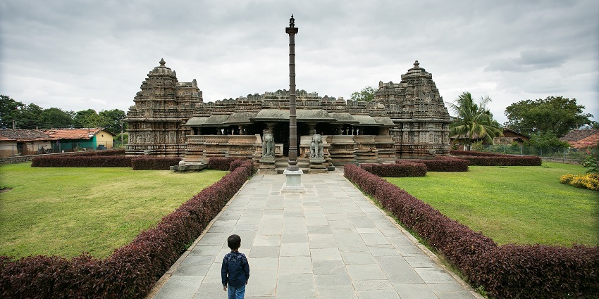 Image of the panoramic view of 800 years old Veera Narayana temple at Belavadi, Karnataka