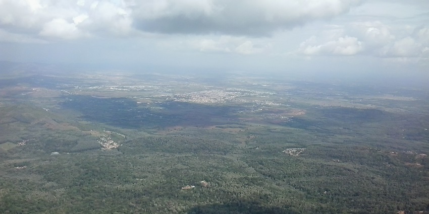 Beautiful picture of hills in the distance which are filled with coffee plantations in Chikmagalur.