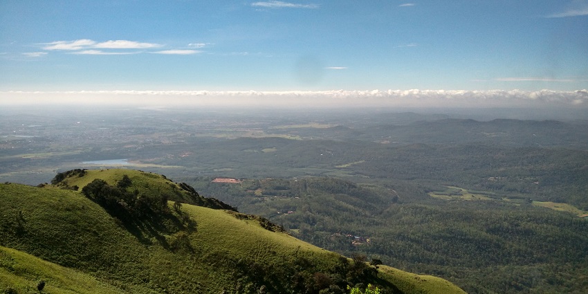 Aerie view from the top of mullayanagiri peak one of the best places to visit in October in Karnataka