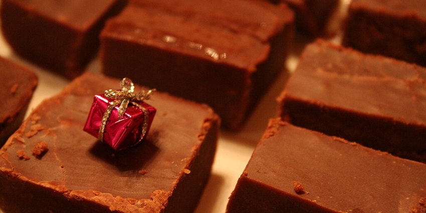 Decadent chocolate fudge from local vendors, a sweet treat.