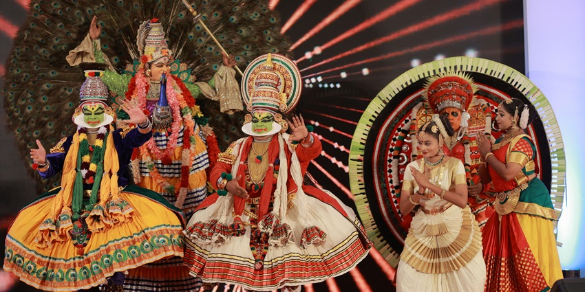 View of a cultural performance at the Chowdiah Memorial Hall, offering a  glimpse into region heritage