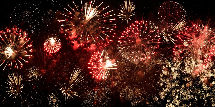A serene display of fireworks during the New Year celebration