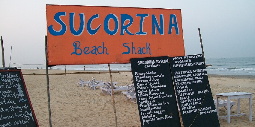 Image of Colva Beach shacks, one of the party places in South Goa