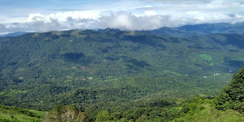 A mesmerising view of majestic hills decked with lush green vegetation in Karnataka.