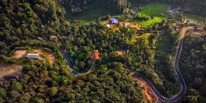 Aerial view of Coorg, one of the best places to visit in Monsoon in Karnataka.